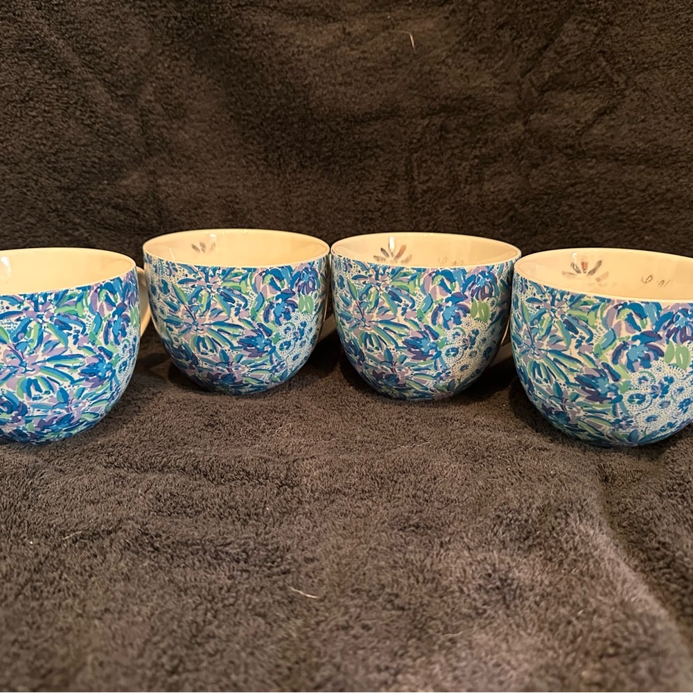 Set of Four Lilly Pulitzer Floral Coffee Mugs
